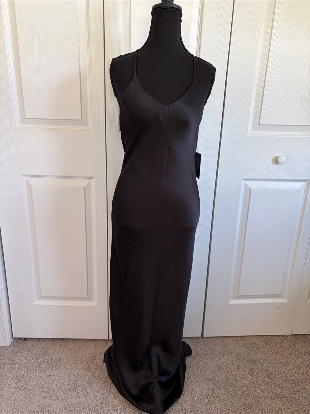 Normal Kamali Black Satin Long Slip Dress XXS/32 NWT Cocktail Evening Bridesmaid